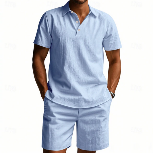 Herren Polo- und Shorts-Set atmungsaktiv in sommerlichem Freizeitstil