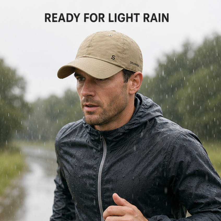 Wasserabweisende Herren Laufkappe in flacher Produktansicht