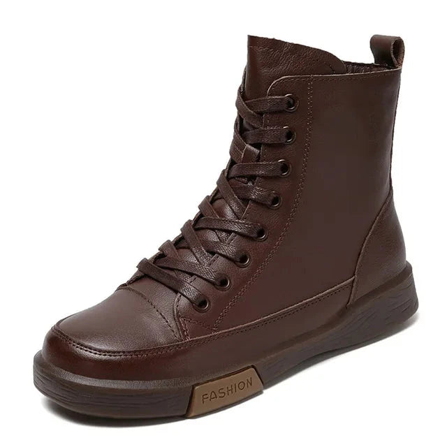 Modern lace-up boots with side zipper