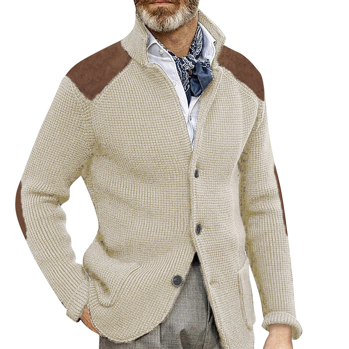 Gesamtansicht der weichen Herren-Strickjacke für verschiedene Outfits