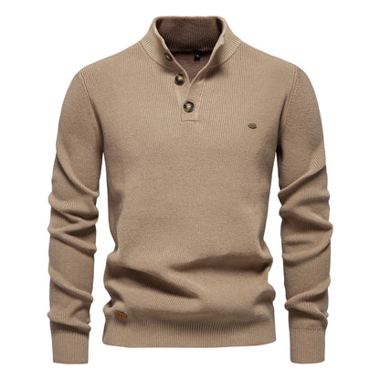 Men's Button-Placket Ribbed Knit Sweater