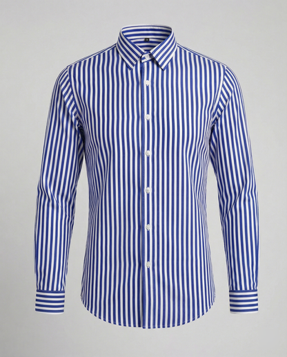 Herren gestreiftes Hemd mit Regular Fit aus seitlicher Perspektive