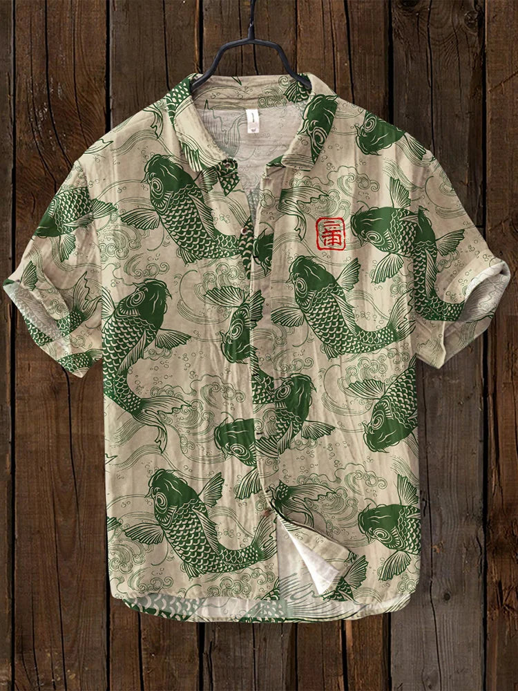 Herrenhemd mit Vintage Print in Rückansicht