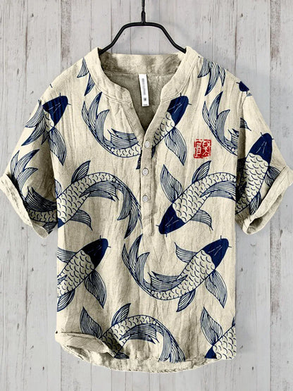 Herrenhemd mit Vintage Print in Vorderansicht