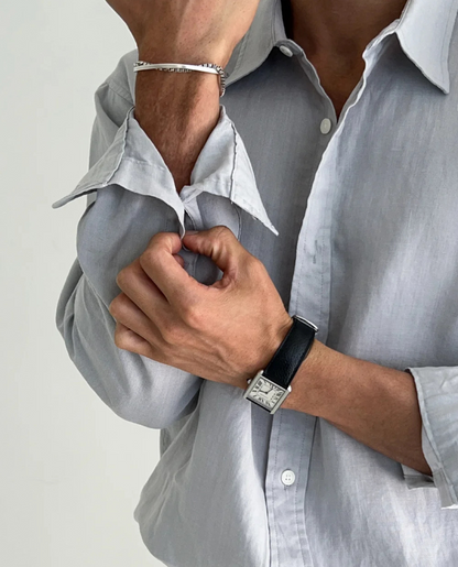 Sommerliches Herren Leinenhemd mit kurzen Ärmeln im Casual-Stil
