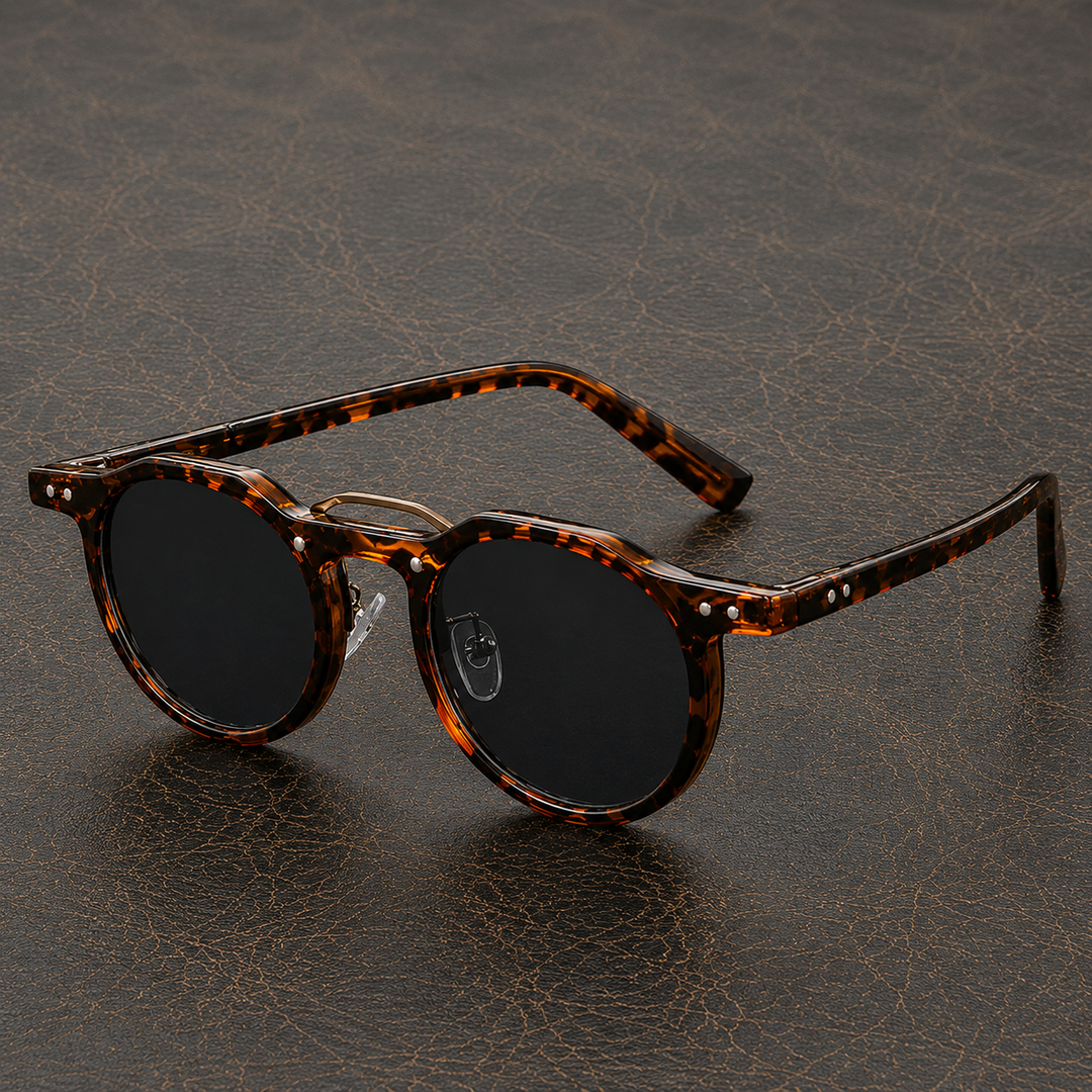 Unisex Sonnenbrille mit rundem Rahmen aus leichtem Winkel