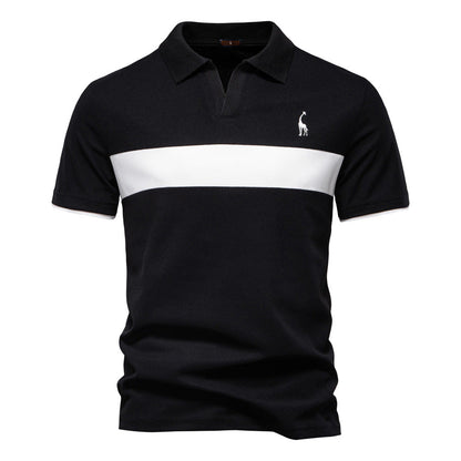 Tom Hollinger | Men's polo shirt with short sleeves and striped embroidery