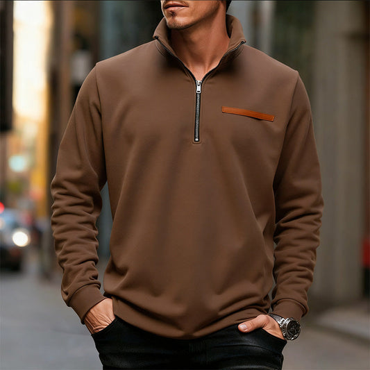 Tom Hollinger | Herren Polyester Langarmshirt mit halbem Reißverschluss