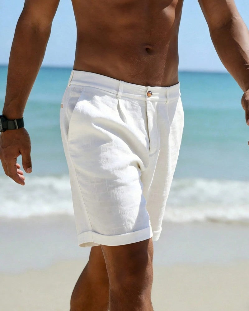 Herren Shorts aus Leinen mit elastischem Bund und lässigem Schnitt