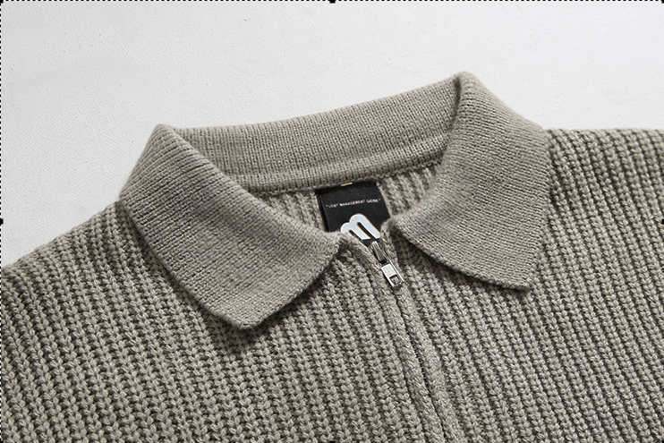 Tom Hollinger | Gemütlicher gestrickter Pullover mit halbem Reißverschluss und verstellbarem Kragen