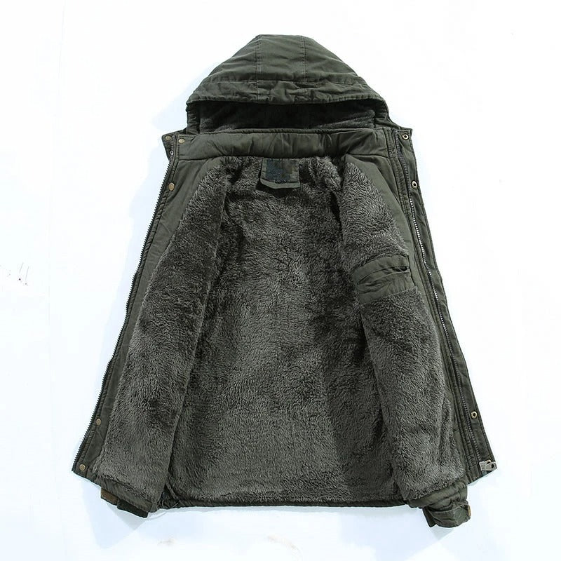 Hooded jacket with Sherpa lining and practical pockets