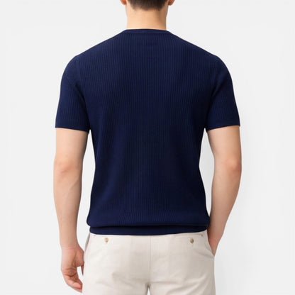 Herren Rippstrick Slim Fit Leichtes T-Shirt