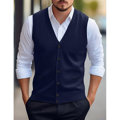 Elegante Strickweste Mit V Ausschnitt Und Knopfleiste