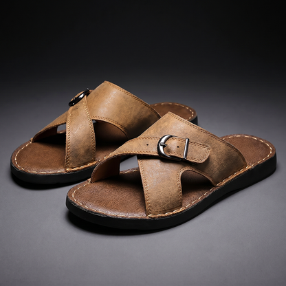Damen Sandalen Mit Kreuzriemen Und Schnalle