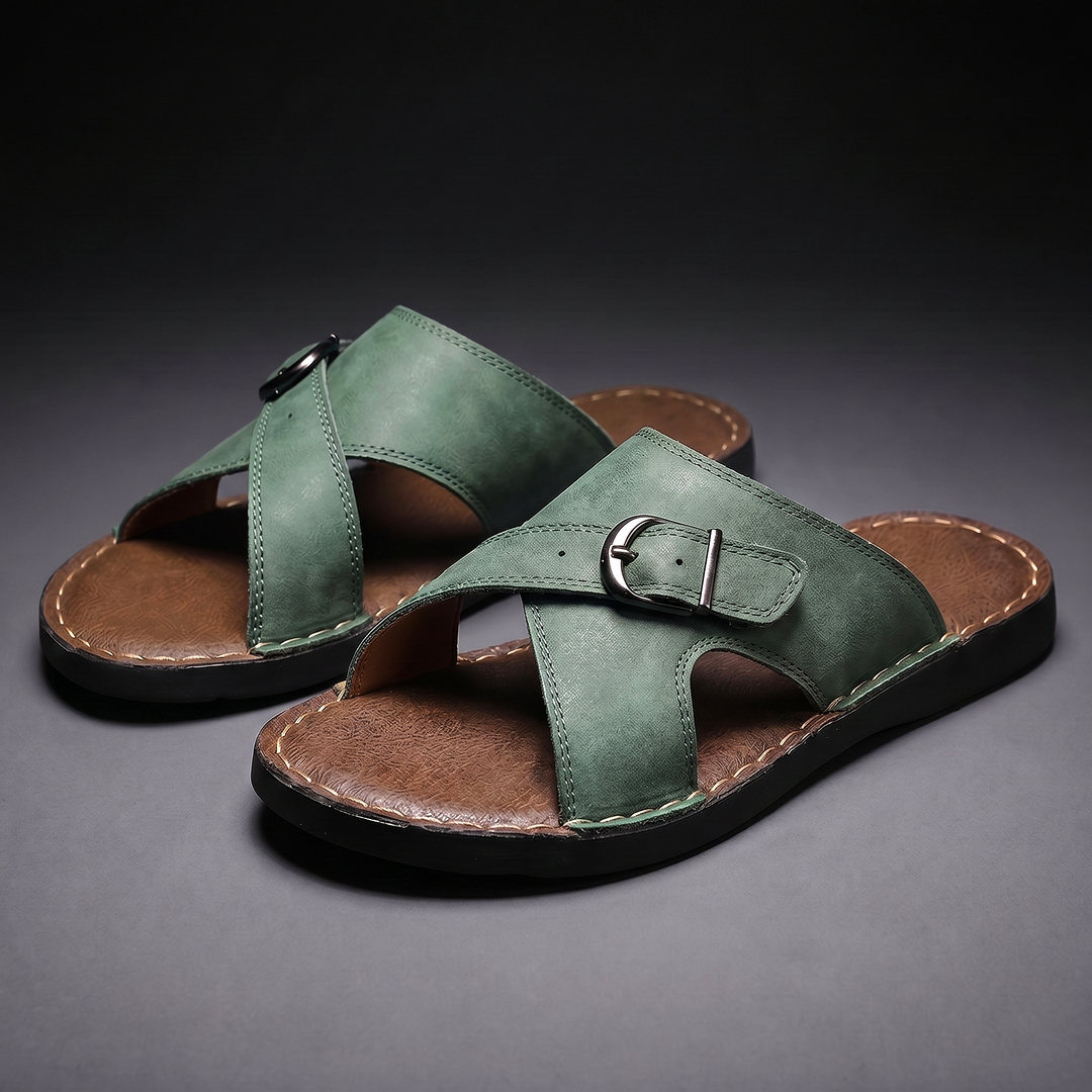 Damen Sandalen Mit Kreuzriemen Und Schnalle