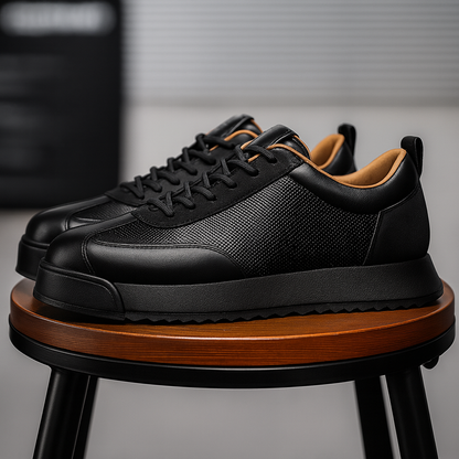 Leder Gepolsterte Sneaker Braun und Schwarz