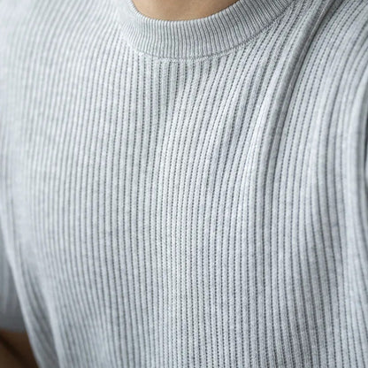 Herren Rippstrick Slim Fit Leichtes T-Shirt
