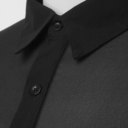 Herren Slim Fit Mesh Langarmshirt Schwarz