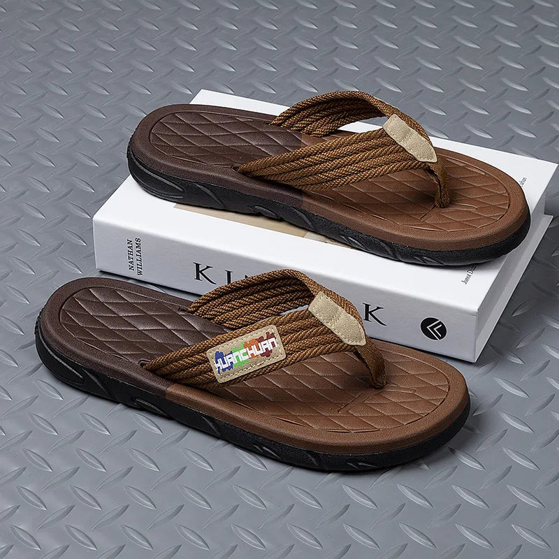 Herren Geflochtene Riemen Outdoor Flip-Flops Rutschfeste EVA-Sohle