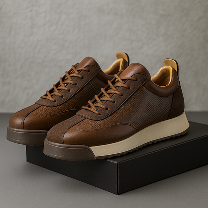 Leder Gepolsterte Sneaker Braun und Schwarz