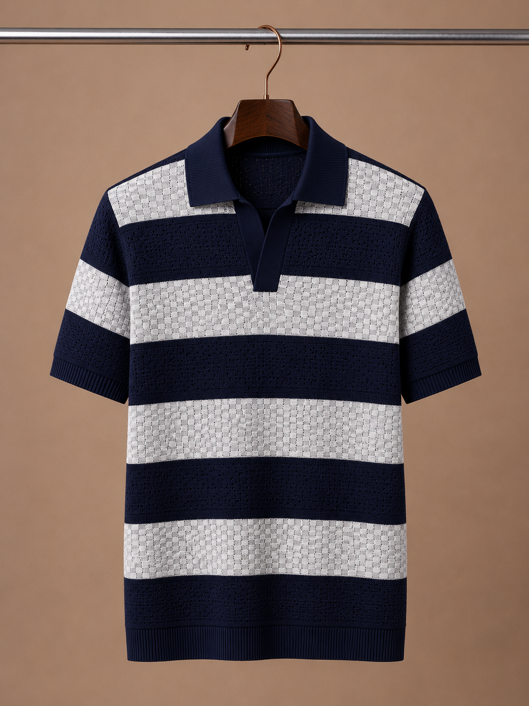 Tom Hollinger | Herren gestreiftes atmungsaktives Baumwoll-Poloshirt