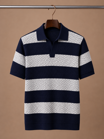 Tom Hollinger | Herren gestreiftes atmungsaktives Baumwoll-Poloshirt
