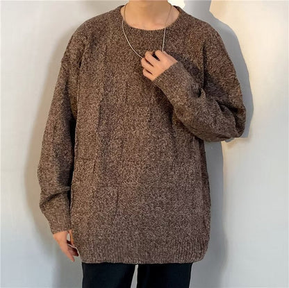 Herrenpullover mit langen Ärmeln und klassischem Rundhalsausschnitt