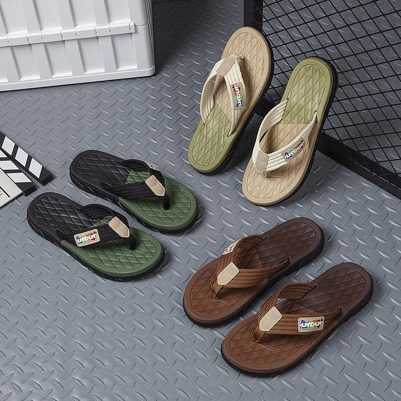 Herren Geflochtene Riemen Outdoor Flip-Flops Rutschfeste EVA-Sohle