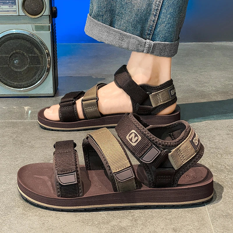 Herren Flache Gladiator Sandalen Verstellbar Atmungsaktiv Leicht