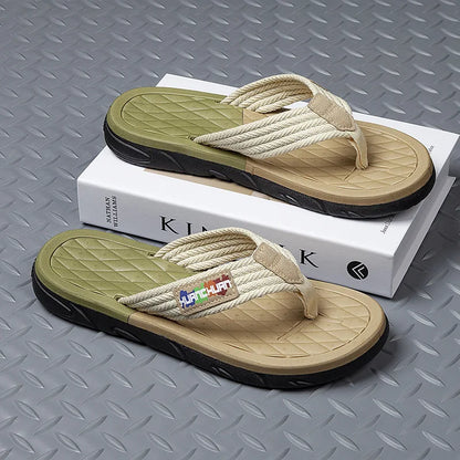 Herren Geflochtene Riemen Outdoor Flip-Flops Rutschfeste EVA-Sohle