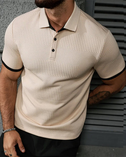 Herren-T-Shirt mit Reverskragen und kurzen Ärmeln in lockerer Passform