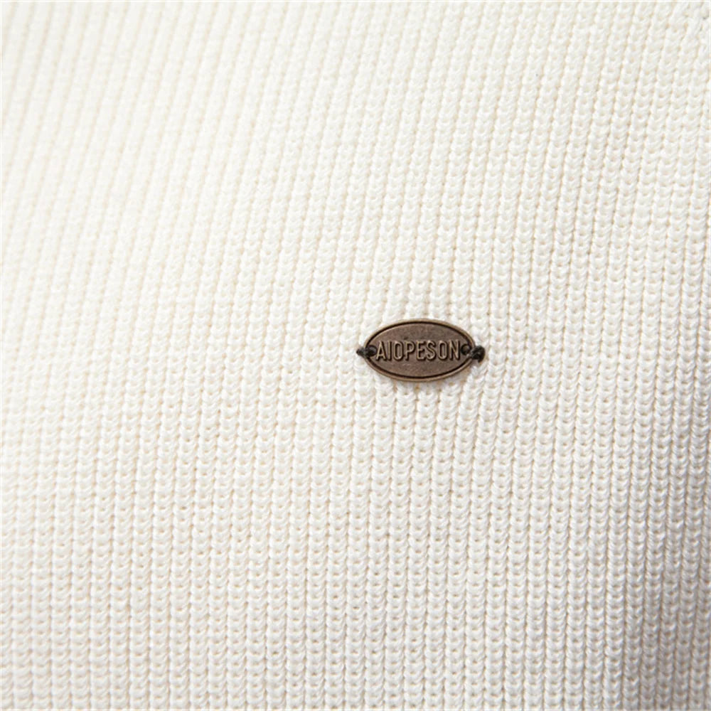 Herren Baumwoll-Pullover mit Stehkragen und Viertelreißverschluss
