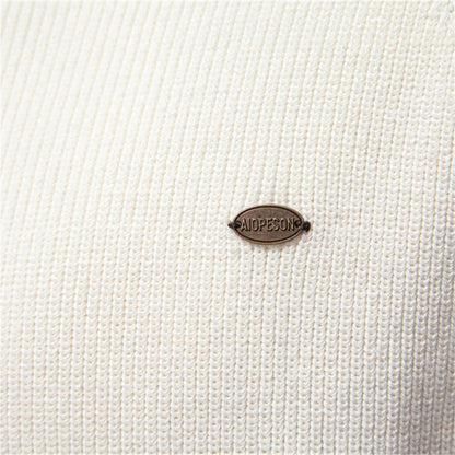 Herren Baumwoll-Pullover mit Stehkragen und Viertelreißverschluss