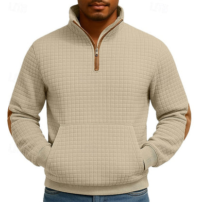 Herren-Troyer-Sweatshirt mit strukturiertem Stoff und kurzem Reißverschluss