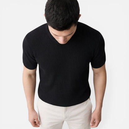Herren Rippstrick Slim Fit Leichtes T-Shirt