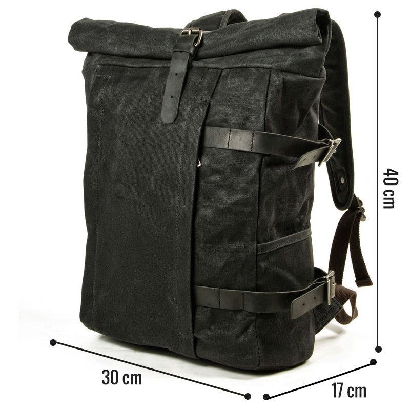 Tom Hollinger |  Canvas Roll-Top Vintage Motorrad Rucksack