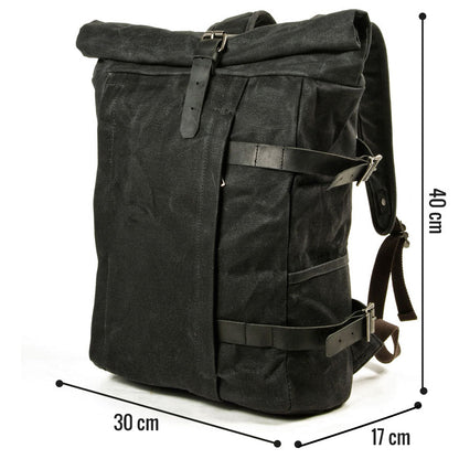 Tom Hollinger |  Canvas Roll-Top Vintage Motorrad Rucksack