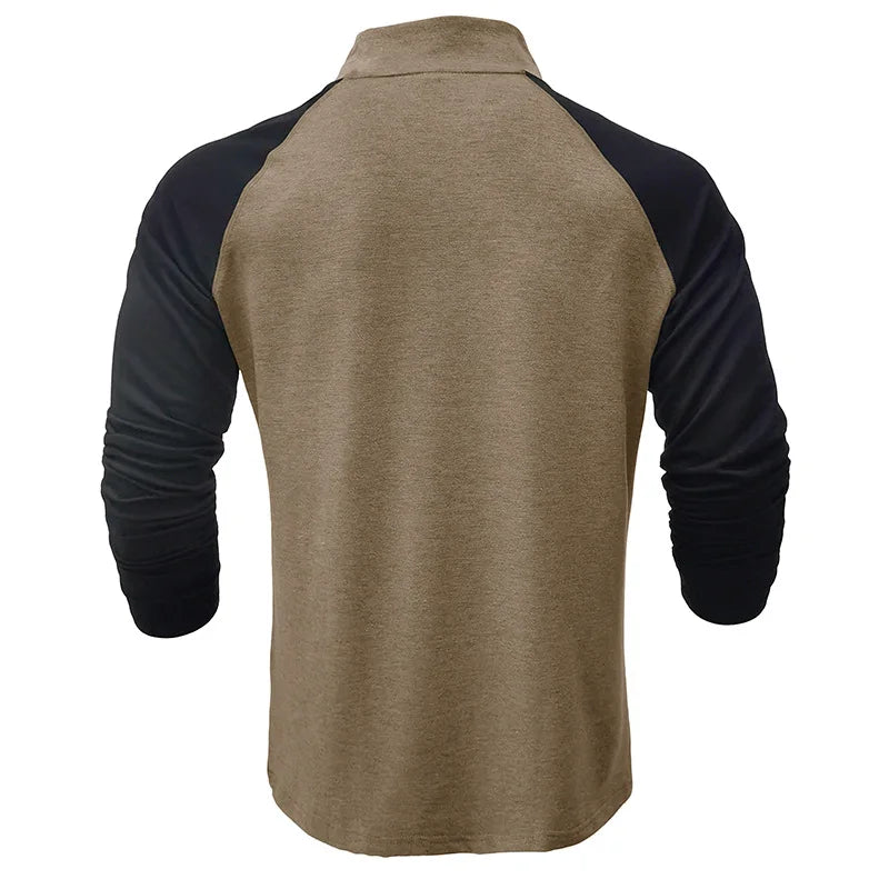 Herren Pullover mit Viertelreißverschluss und Farbblock-Stretch