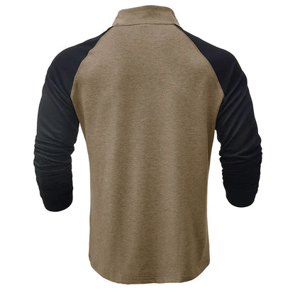 Herren Pullover mit Viertelreißverschluss und Farbblock-Stretch