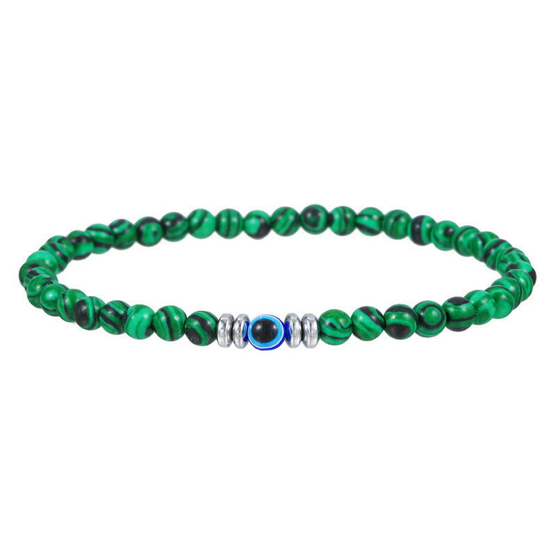 Herrenarmband aus Naturstein mit bösem Blick und Perlen