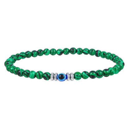 Herrenarmband aus Naturstein mit bösem Blick und Perlen