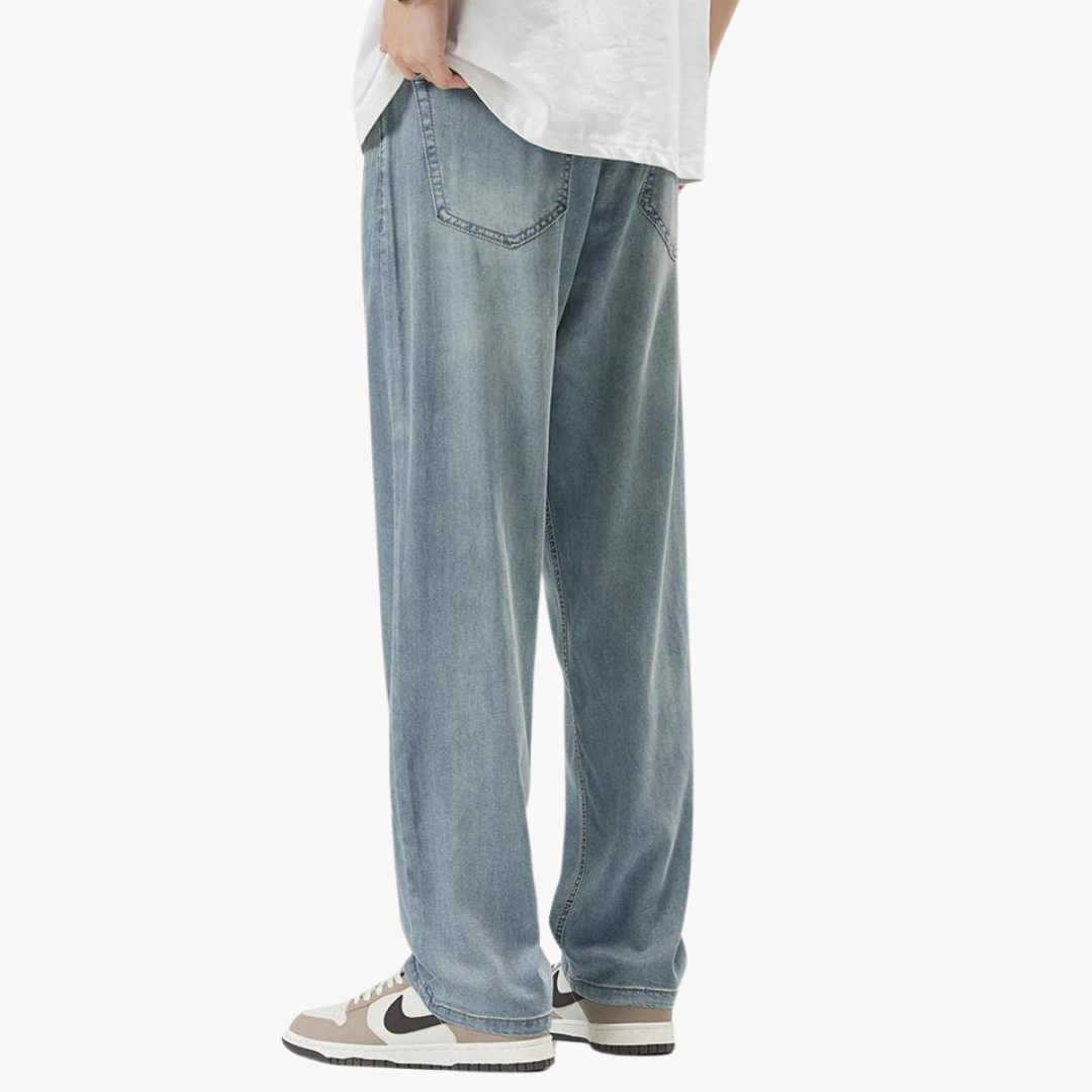 Herren Straight Leg Hose aus Lyocellmischung mit 5 Taschen, Rückansicht