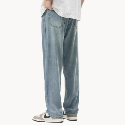 Herren Straight Leg Hose aus Lyocellmischung mit 5 Taschen, Rückansicht