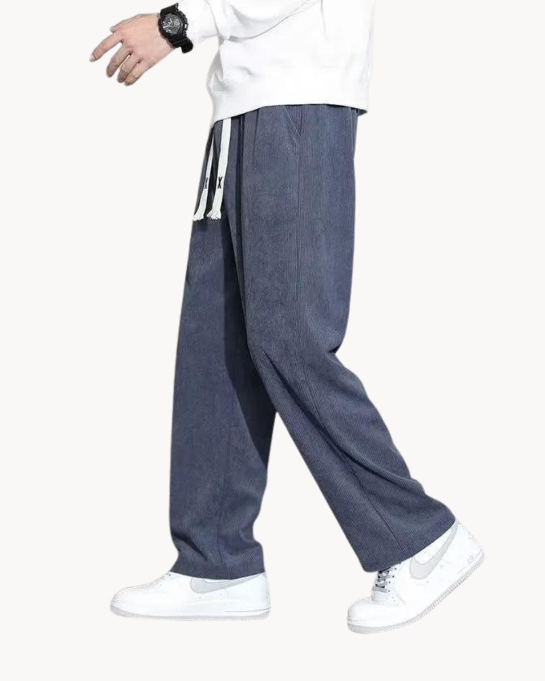 Herren Cordhose Mit Kordelzug Und Geradem Bein