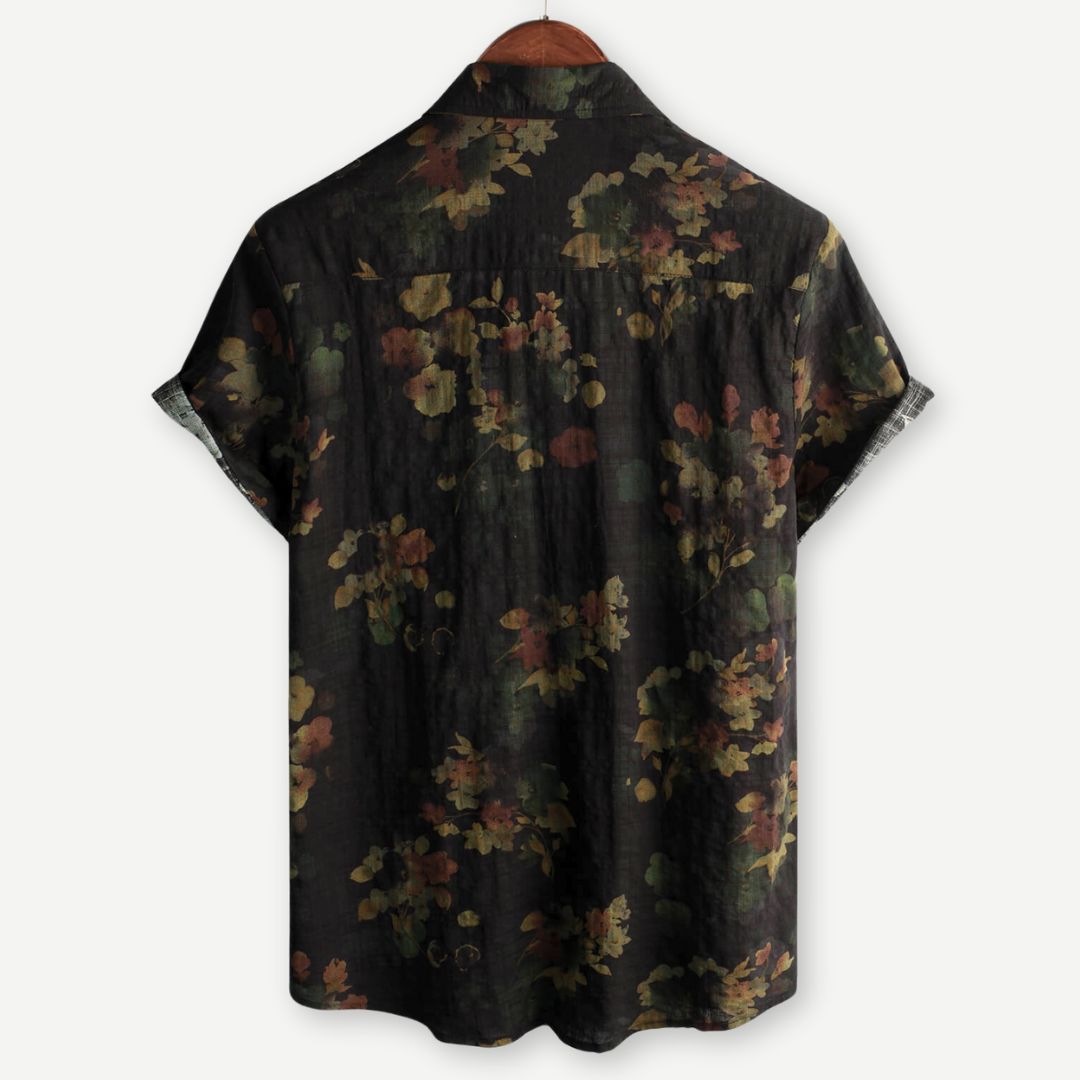 Herren Kurzarmhemd mit Blumenprint in Rückenansicht