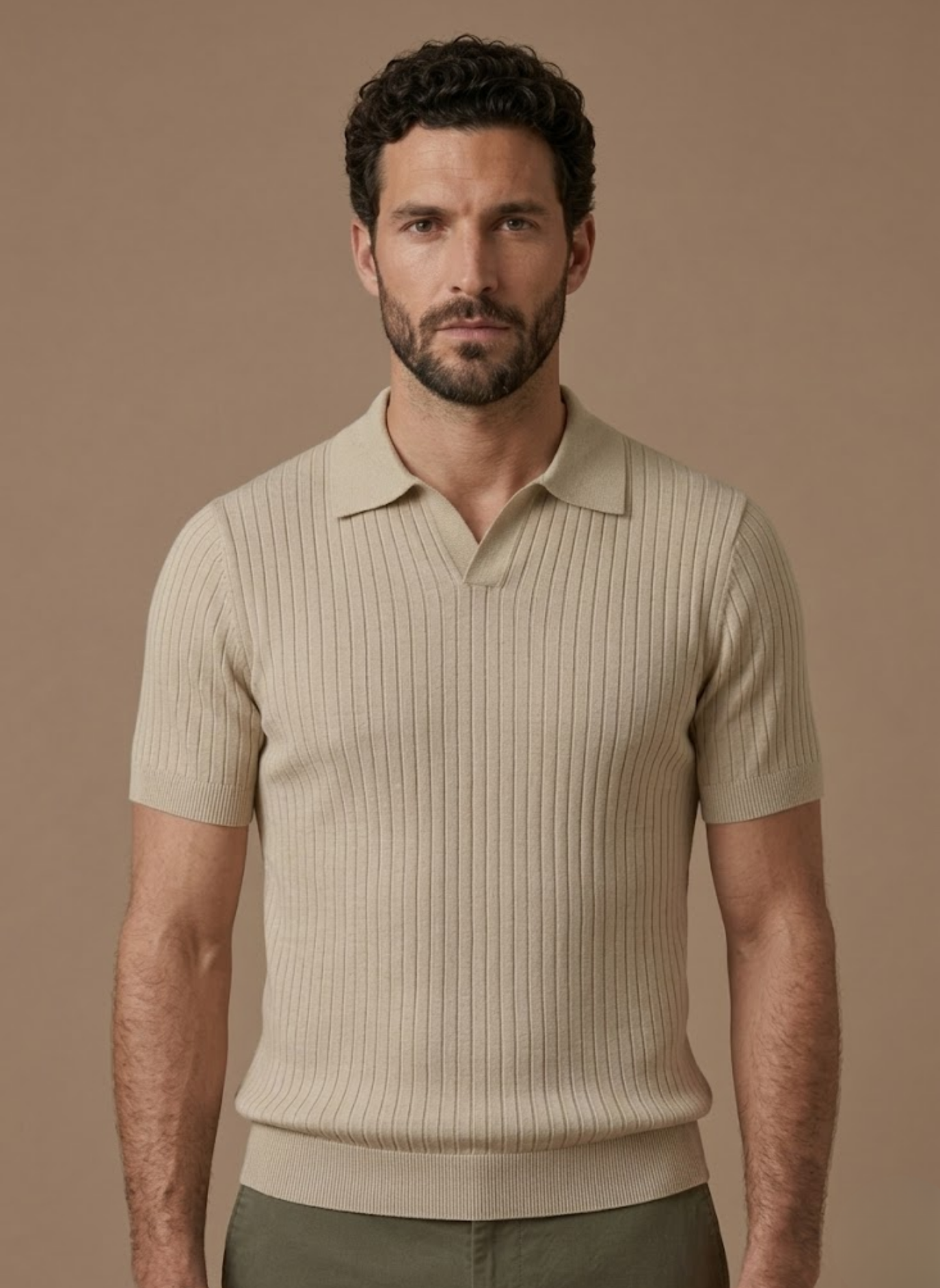 Tom Hollinger | Herren Rippenstrick Poloshirt Leicht Sommer Freizeit