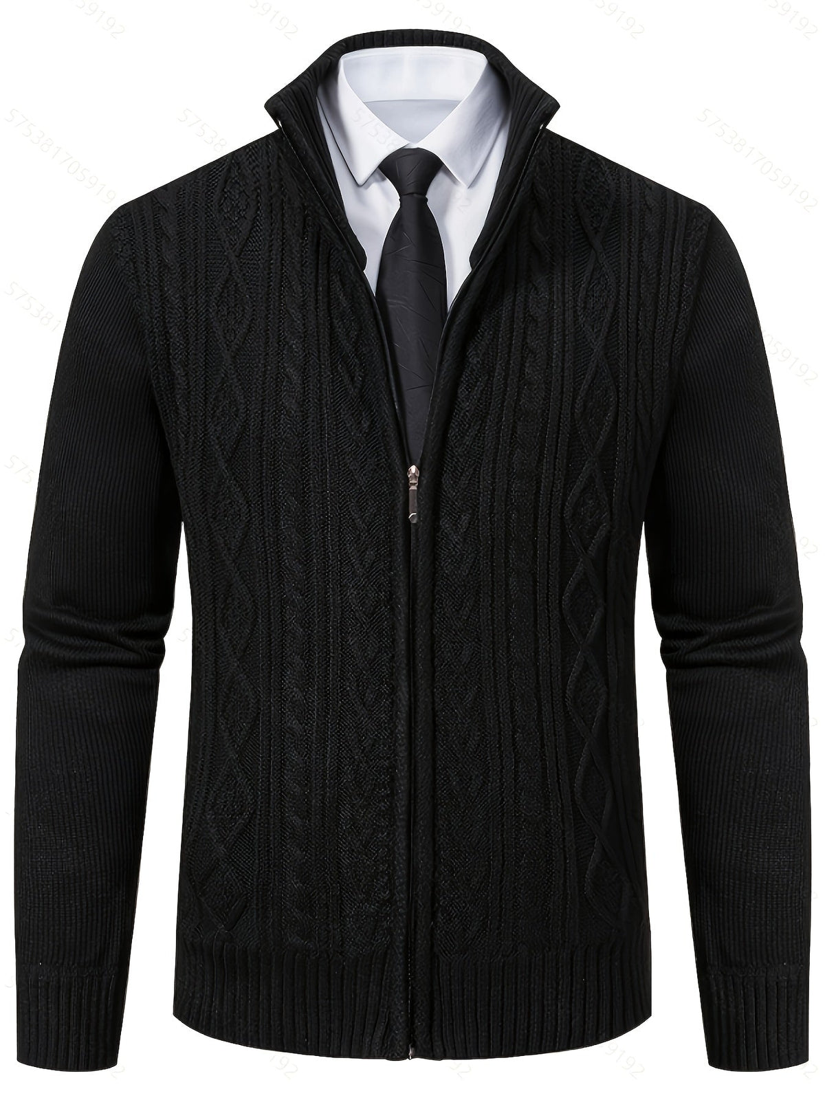 Seitenansicht der strukturierten Herren-Strickjacke