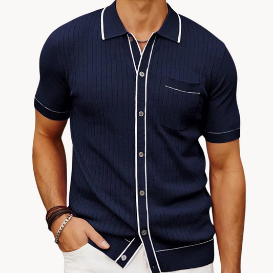 Herren-Poloshirt mit gerippter Struktur und Knopfleiste in klassischem Design