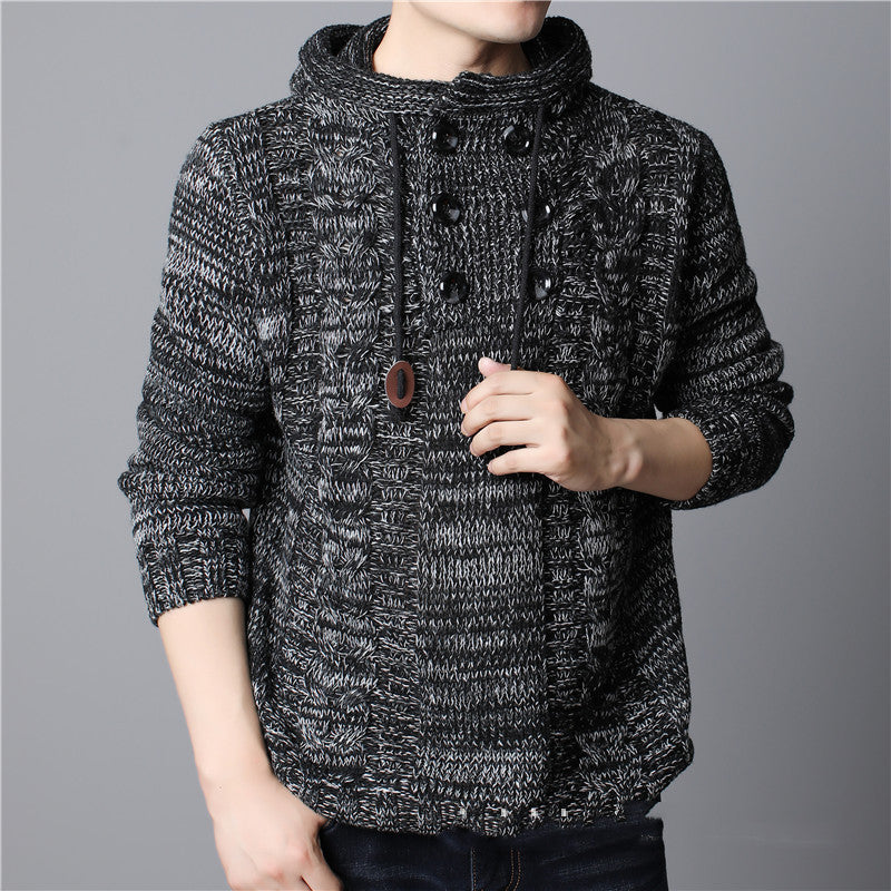 Detailansicht der strukturierten Strickoptik am Herren-Hoodie