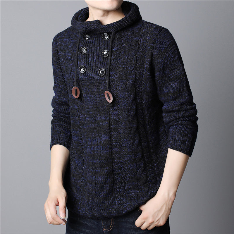 Herren-Hoodie aus grobem Strick mit Kapuze und langen Ärmeln